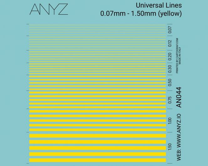 Hovedbilde ANYZ Universallinjer 0,07 mm - 1,50 mm (gul)