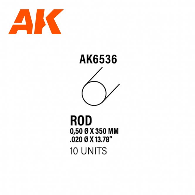 Main Image Rod 0.50 diameter x 350mm - STYRENE STRIP