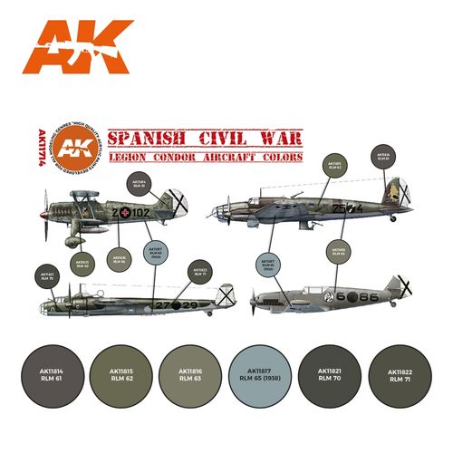 AK-Interactive AK 11714 Spanish Civil War. Legion Condor Aircraft Colors Set
