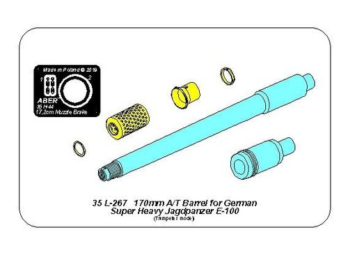 170mm A/T gun barrel for German Jagdpanzer E-100 (Trumpeter)