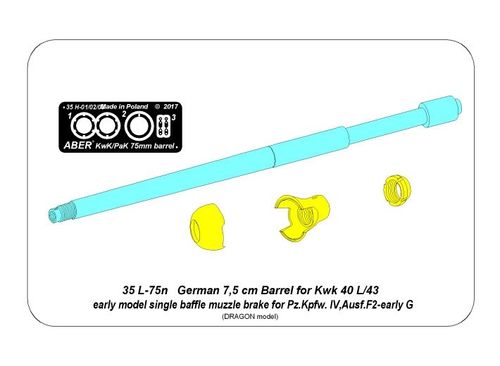 Germ.75mm barrel single baffle muzzle for Pz VI F2