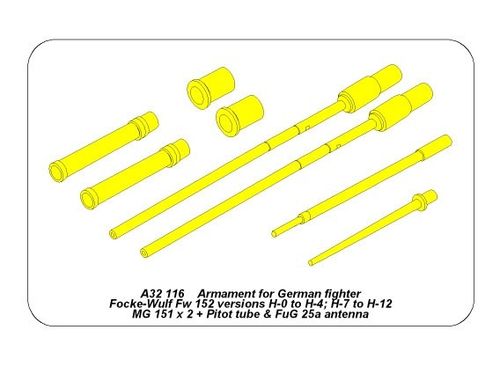 Armament for German fighter Fw-152 versions H-0 to H-4; H-7 to H12 - Aber Models