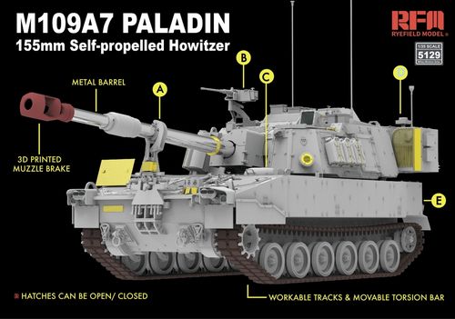 RFM 1:35 - M109A7 Paladin w/metal barrel & workable tracks