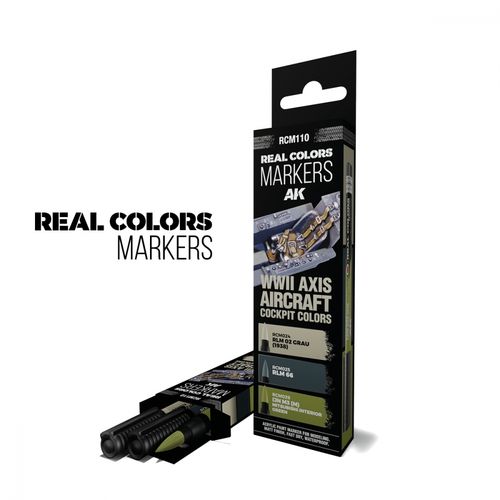 AK Real Colors Markers -  Axis WWII Aircraft Cockpit Colors - 3 markers