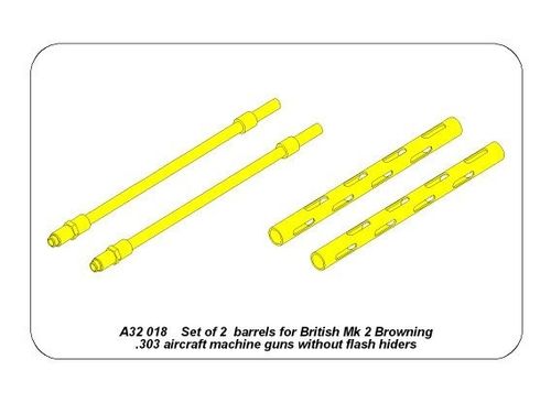 Set of 2  barrels for British Browning .303 aircraft machine guns without flash hiders - Aber Models
