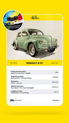 Heller 1:24 -Renault 4 CV - Starter Set 56762 