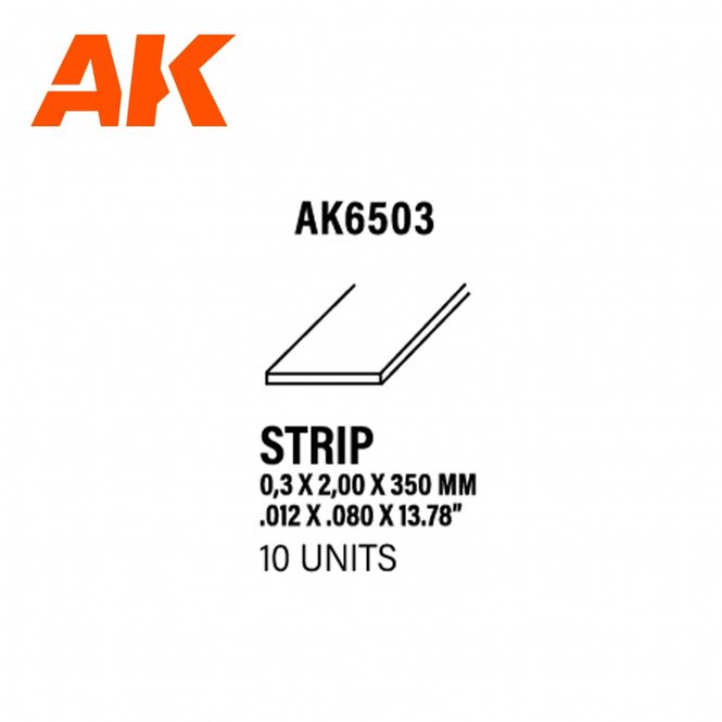 Hovedbilde Strips 0.30 x 2.00 x 350mm - STYRENE STRIP