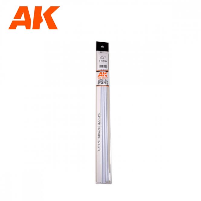 Main Image U Channel 3.0 width x 350mm - STYRENE STRIP