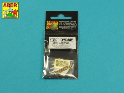 Set of 2 barrels for German 7,92 mm MG 17aircraft machine guns - Aber Models