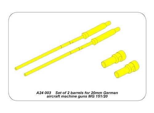 Set of 2 barrels for German aircraft 20mm machine guns MG 151/20 - Aber Models