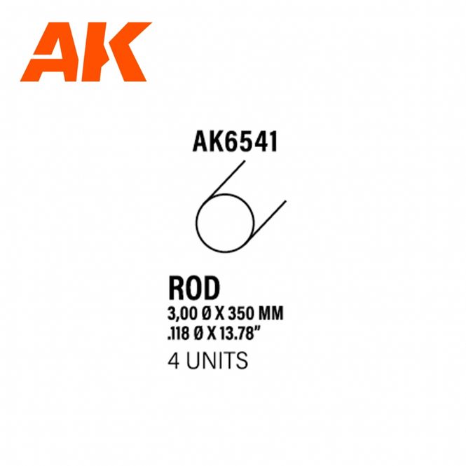 Main Image Rod 3.00 diameter x 350mm - STYRENE STRIP