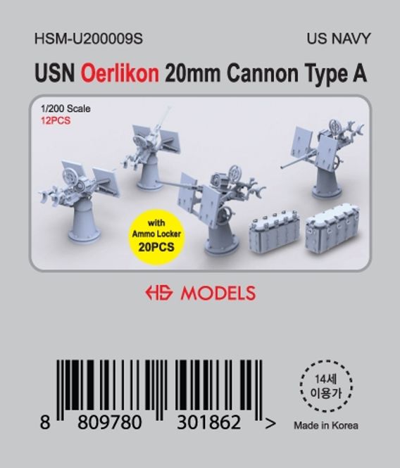 Hovedbilde HS Models 1:200 - US Navy Oerlikon 20mm Cannon ...