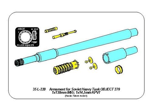 Armament for Soviet Heavy Tank OBJECT 279 1x130mm, 2x14,5mm