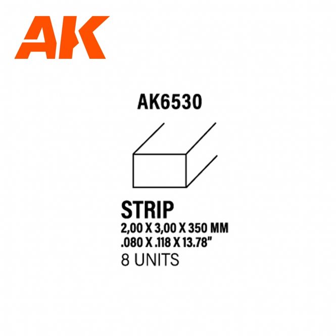 Main Image Strips 2.00 x 3.00 x 350mm - STYRENE STRIP