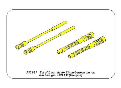 Set of 2 barrels for German 13mm aircraft machine guns MG 131 (late type) - Aber Models