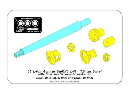 German StuK.40 L/48 7,5 cm Barrel with final muzzle brake for Stug.III, Ausf G final &Stug.IV  late