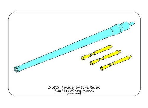 Armament for Soviet T-54-1 Medium Tank 1x100mm D-10T, 3x7,62 mm SGMT MG