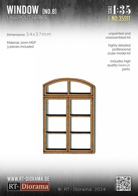 Hovedbilde RT-Diorama 1:35 - 35911 Lasercut Arched Window ...