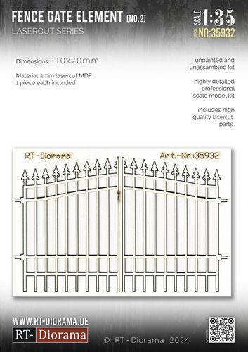 RT-Diorama 1:35 - 35932 Lasercut Fence Element No.2 (in Frame)
