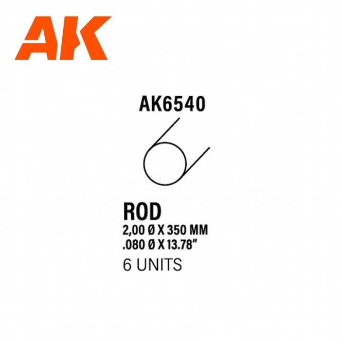 Main Image Rod 2.00 diameter x 350mm - STYRENE STRIP