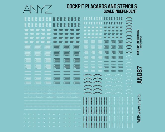 Hovedbilde ANYZ Cockpit placards and Stencils (Scale ...